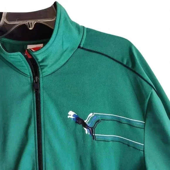 Puma Men’s XXL Green Navy Track Jacket Full Zip - Picture 4 of 13